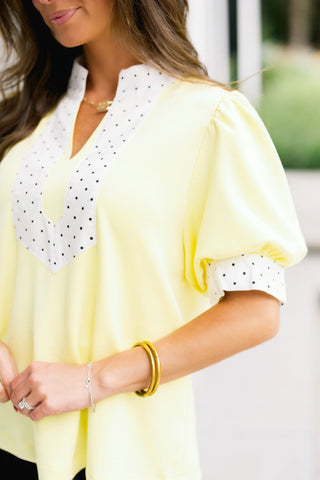 The Dot & Dash Top – Yellow - Instyle Boutique