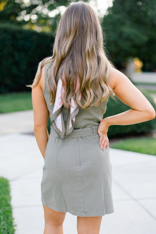 Olivia Belted Mini Dress- Olive