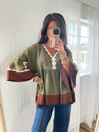 Opposites Attract Olive Top