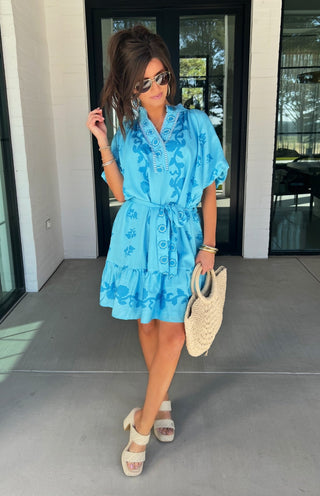 Cloud Nine Blue Floral Dress - Instyle Boutique