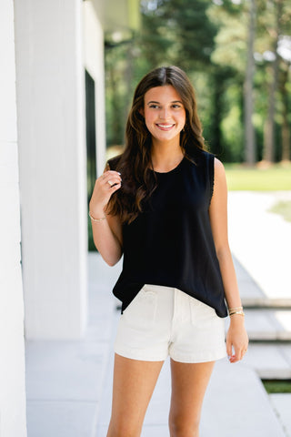 Black Ruffle Charm Tank