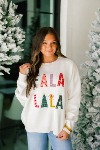 Fa La La La Embroidered Sweater