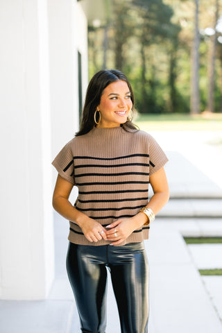 Maren Mocha Mock Neck Top