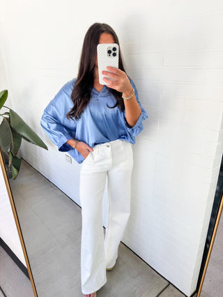 Blue Skies Ahead Silky Top - Instyle Boutique