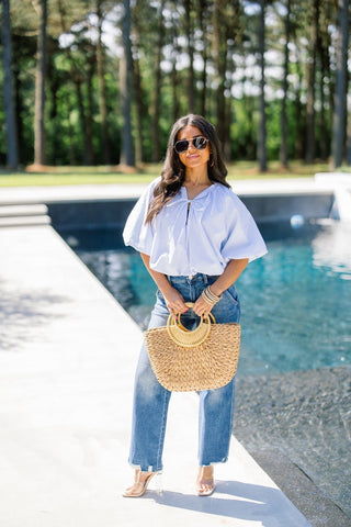 Something Blue Balloon Top - Instyle Boutique
