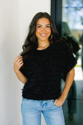 Glamour Girl Black Top - Instyle Boutique