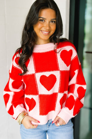 Happy Heart Red Sweater - Instyle Boutique