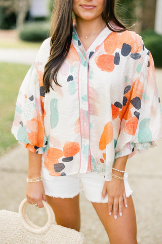 Call Me Later Coral Printed Top - Instyle Boutique