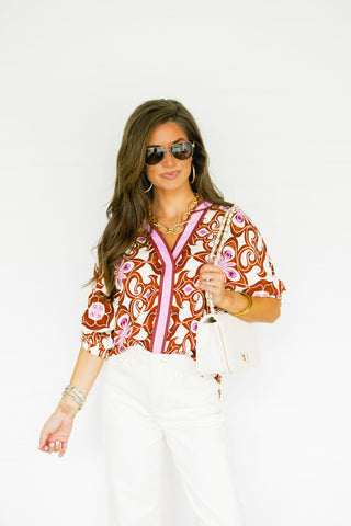 Retro Bloom Print Top