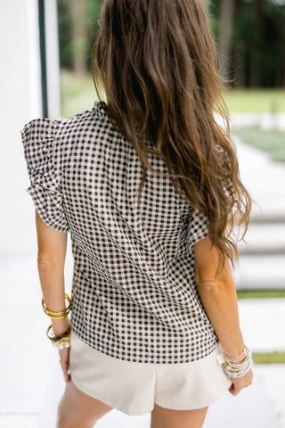 Harvest Check Orange Embroidered Top - Instyle Boutique