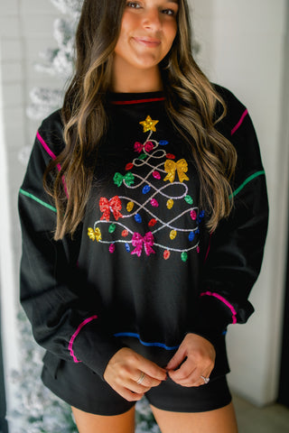 Time For Tinsel Black Sweater