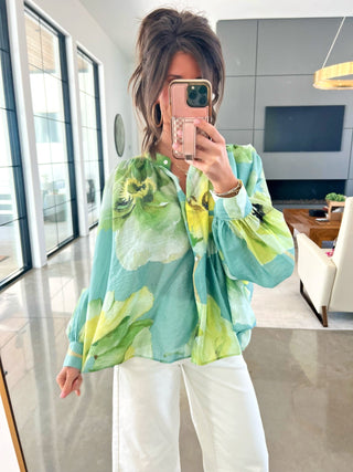 Vivacious and Voluminous Sage Top - Instyle Boutique