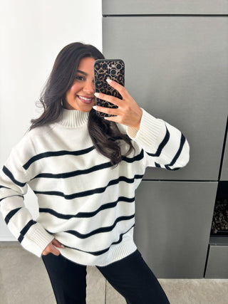 Calm Nights Cream Striped Sweater ~PINK FRIDAY DEAL~ - Instyle Boutique