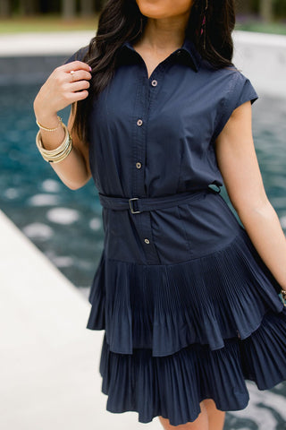 Midnight Pleat Shirtdress - Instyle Boutique