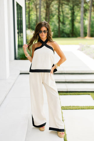 Coastal Contrast Linen Set - Instyle Boutique