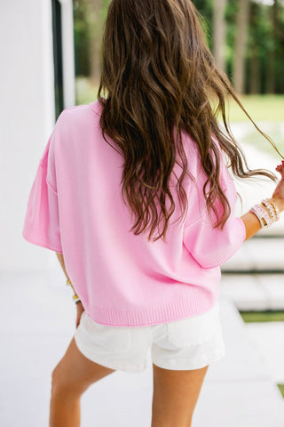 Relaxed Ribbed Knit Pink Sweater - Instyle Boutique
