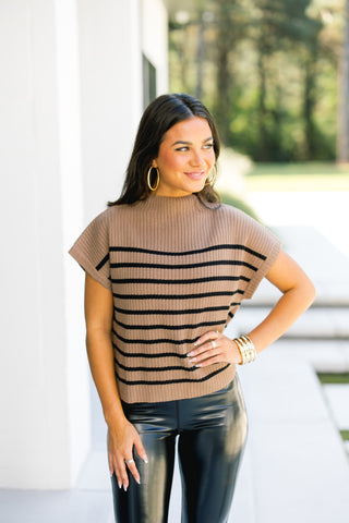 Maren Mocha Mock Neck Top
