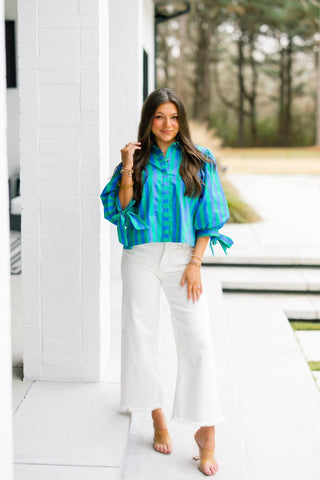 Please Stay Striped Top - Green - Instyle Boutique