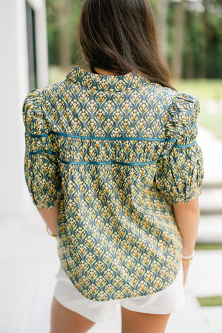 Botanica Print Button-Front Top