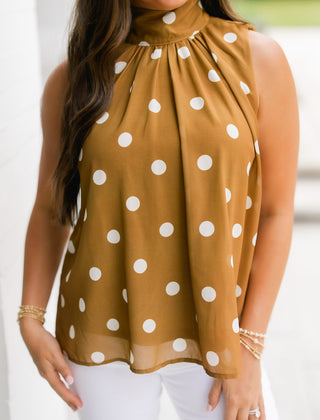 Dotted Elegance High Neck Top - Instyle Boutique