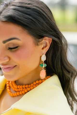 Colorblock Gemstone Drop Earrings - Instyle Boutique