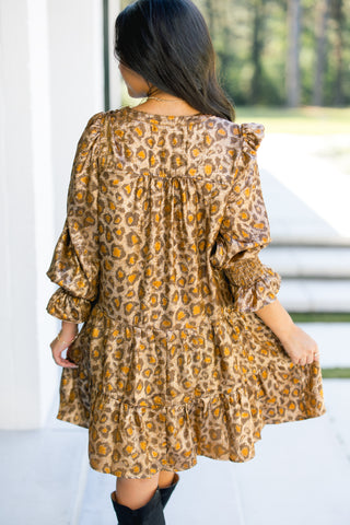 Say You Love Me Shimmer Leopard Dress