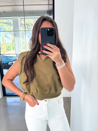 I'm Obsessed Olive Suede Top - Instyle Boutique