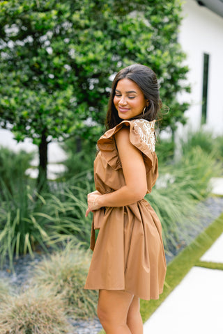 Miley Mocha Embroidered Dress