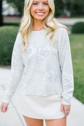 Well Prepared Beige Floral Sweater