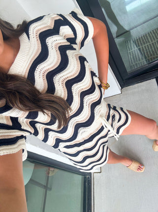 Effortless Look Navy Knitted Set
