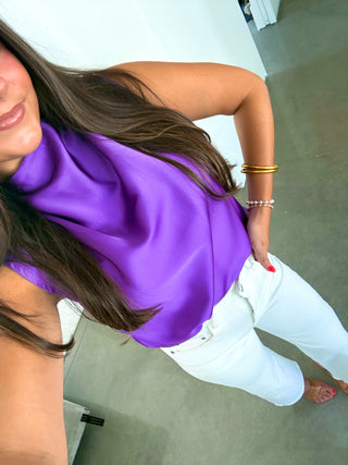 Look My Way Purple Satin Tank
