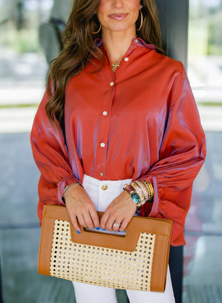 Harvest Moon Puff Sleeve Button-Down Top