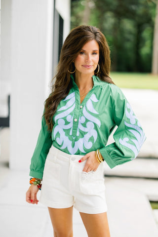 Moonlit Lagoon Top-Green - Instyle Boutique