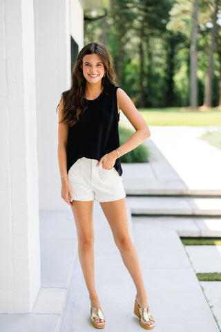 Black Ruffle Charm Tank