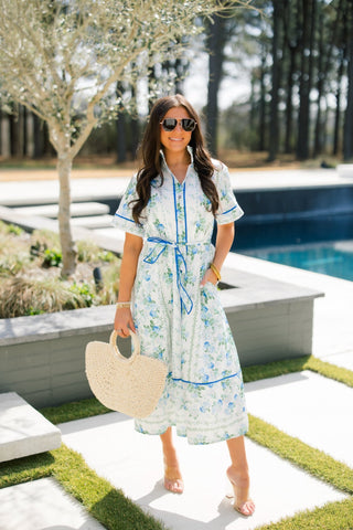 Wisteria Path Blue Floral Dress - Instyle Boutique