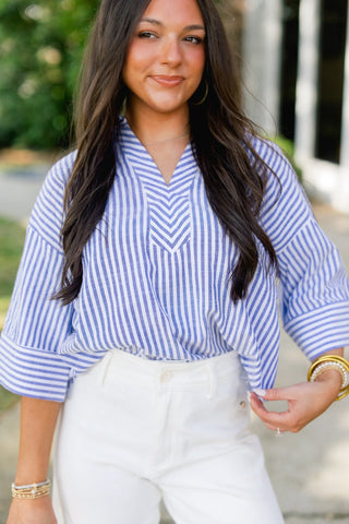 Pretty and Preppy Navy Striped Top - Instyle Boutique