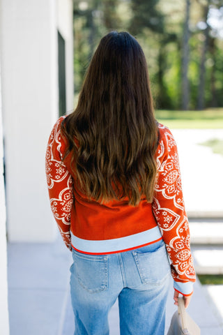 Blair Burnt Orange Printed Sweater - Instyle Boutique