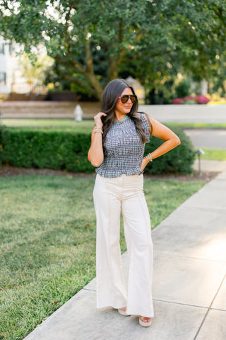 Picnic Perfect Gingham Ruched Bodice Top - Instyle Boutique