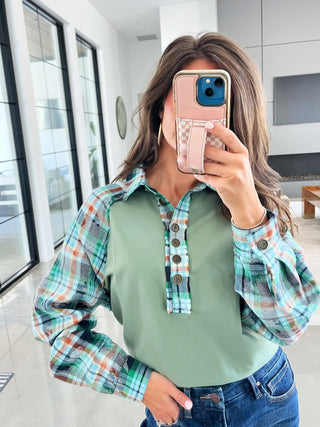 Plaid About You Henley Top