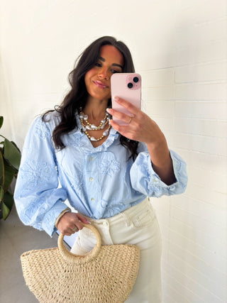 Soft Meadow Bloom Blue Top - Instyle Boutique