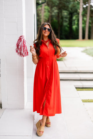 Rest Assured Red Pleated Dress - Instyle Boutique