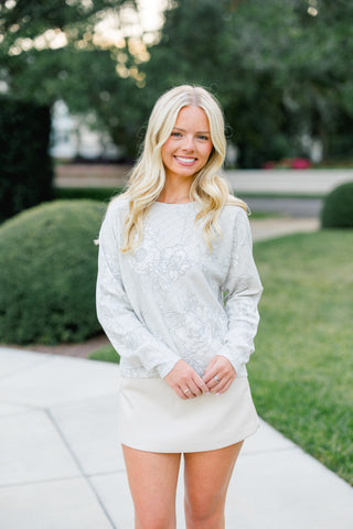 Well Prepared Beige Floral Sweater