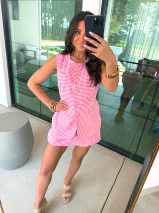 Strawberry Picnic Gingham Romper - Instyle Boutique