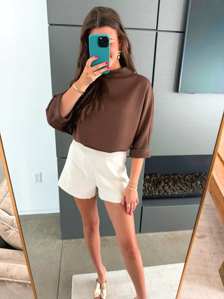 The After Dark Mock-Neck Top-Brown - Instyle Boutique