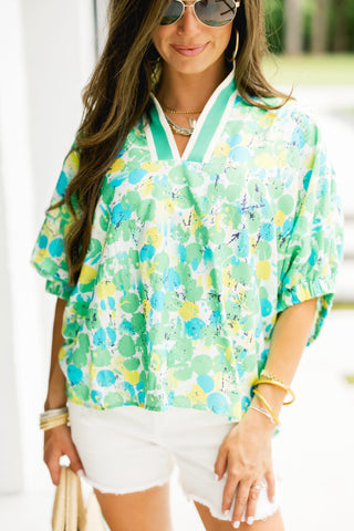Be The Change Green Floral Top