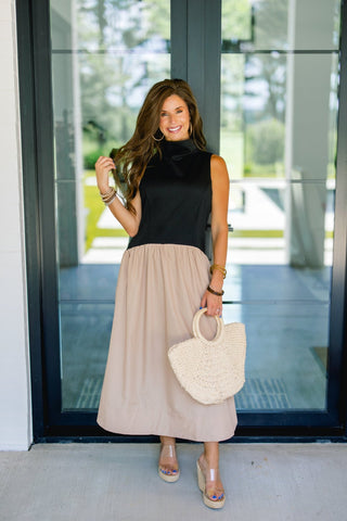 Stay Awhile Black Colorblock Dress - Instyle Boutique
