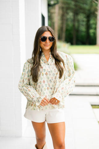 Everyday Chic Ecru Floral Top