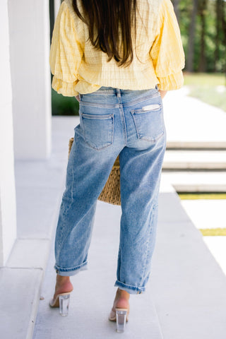 Cloud Nine Barrel High Rise Cuffed Denim - Instyle Boutique