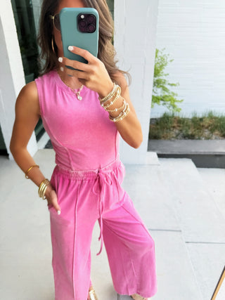 Fuchsia Wash Crop Tank & Wide - Leg Set - Instyle Boutique