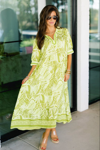 Lilly Leaf Printed Dress - Instyle Boutique
